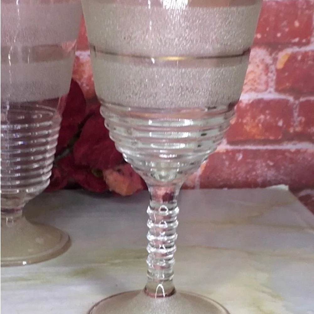 Vintage MCM Federal Glass Frosted Gilt Gold Rimmed Nine Piece Bar Set